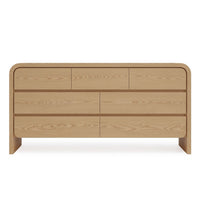 Enola Wide Dresser with 7 Drawers, Rounded Frame, Brown Wood-BM354872