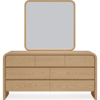 Enola Wide Dresser with 7 Drawers, Rounded Frame, Brown Wood-BM354872