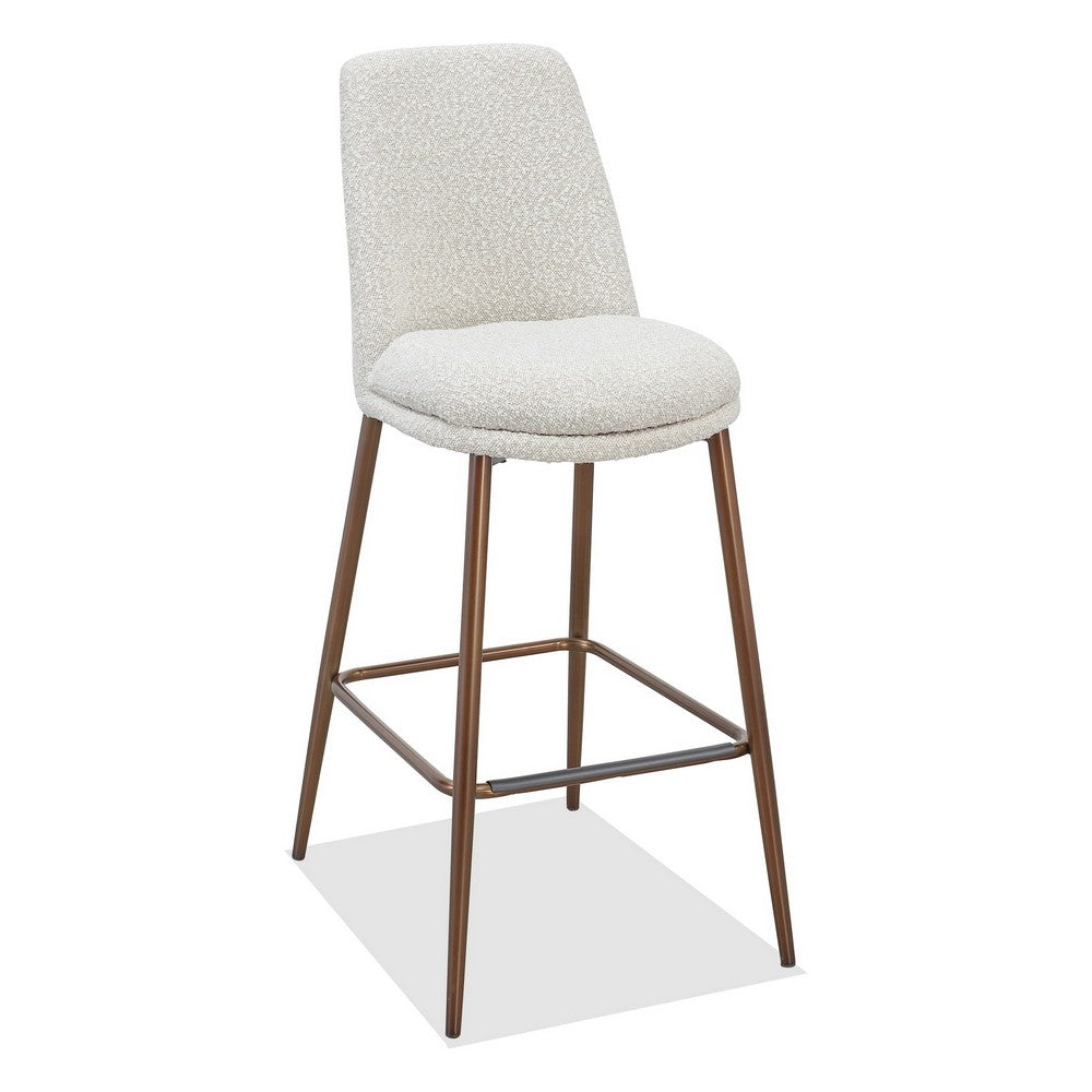 Wyatt Barstool Chair, Bronze Tubular Metal Frame, Ricotta Boucle Fabric-BM354879