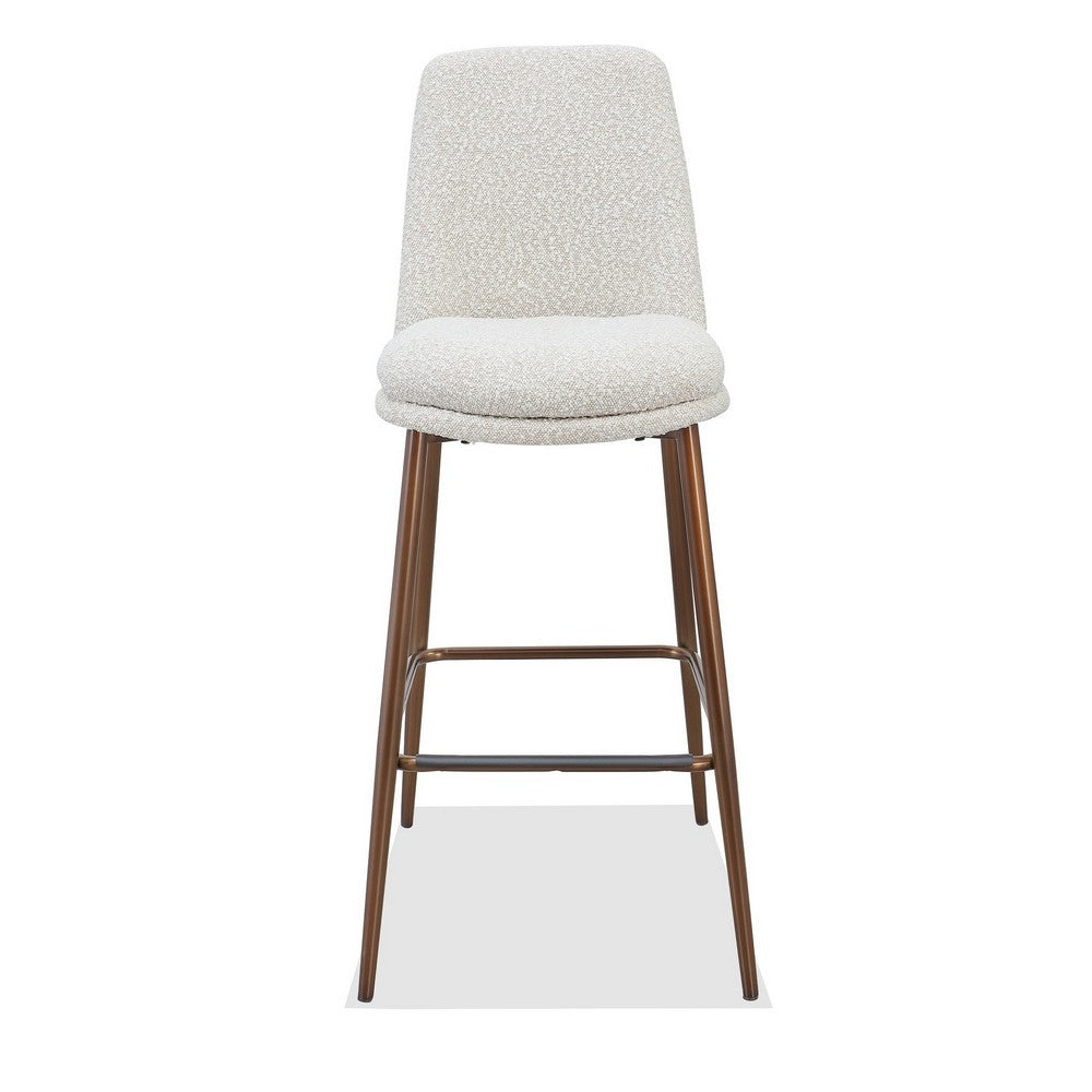Wyatt Barstool Chair, Bronze Tubular Metal Frame, Ricotta Boucle Fabric-BM354879