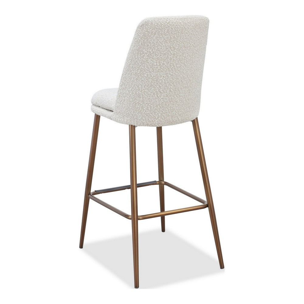 Wyatt Barstool Chair, Bronze Tubular Metal Frame, Ricotta Boucle Fabric-BM354879