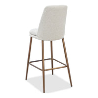 Wyatt Barstool Chair, Bronze Tubular Metal Frame, Ricotta Boucle Fabric-BM354879