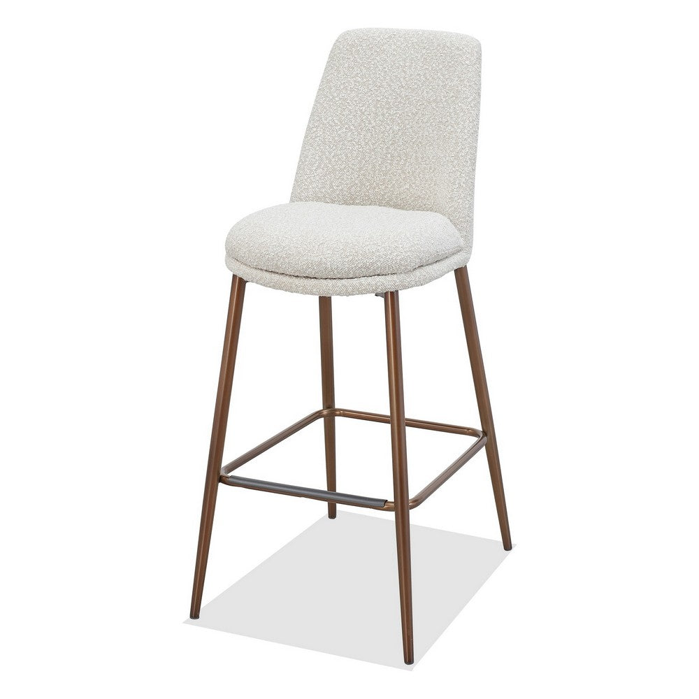Wyatt Barstool Chair, Bronze Tubular Metal Frame, Ricotta Boucle Fabric-BM354879
