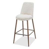 Wyatt Barstool Chair, Bronze Tubular Metal Frame, Ricotta Boucle Fabric-BM354879