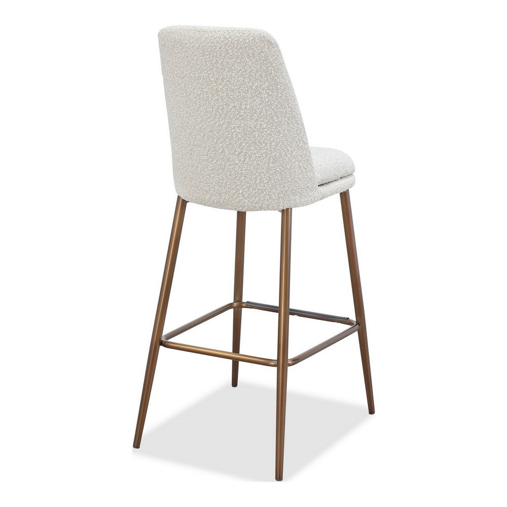 Wyatt Barstool Chair, Bronze Tubular Metal Frame, Ricotta Boucle Fabric-BM354879