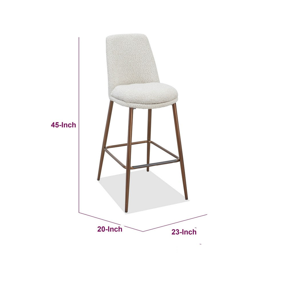 Wyatt Barstool Chair, Bronze Tubular Metal Frame, Ricotta Boucle Fabric-BM354879