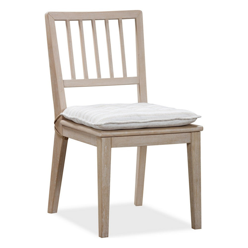 Kaili Side Dining Chair with Detachable Oat Linen Cushion Seat, Brown Wood-BM354883