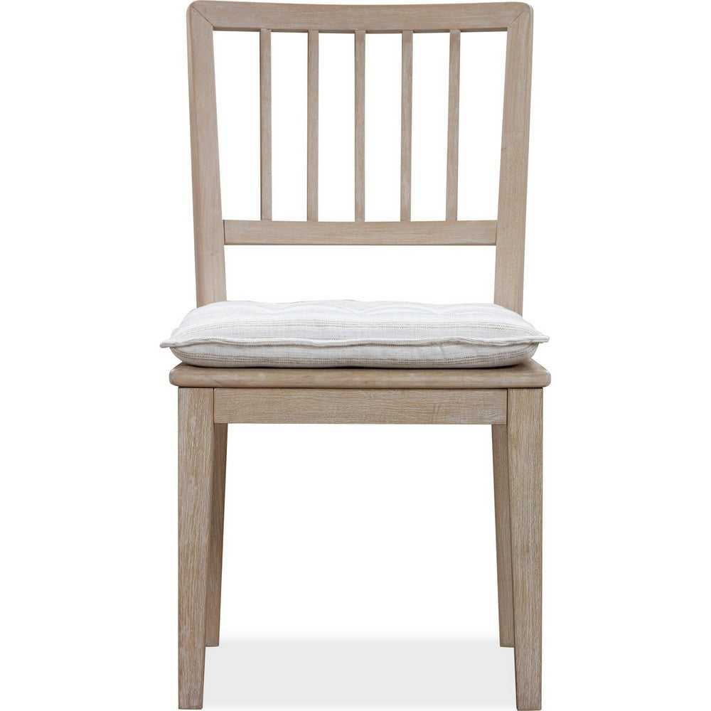 Kaili Side Dining Chair with Detachable Oat Linen Cushion Seat, Brown Wood-BM354883