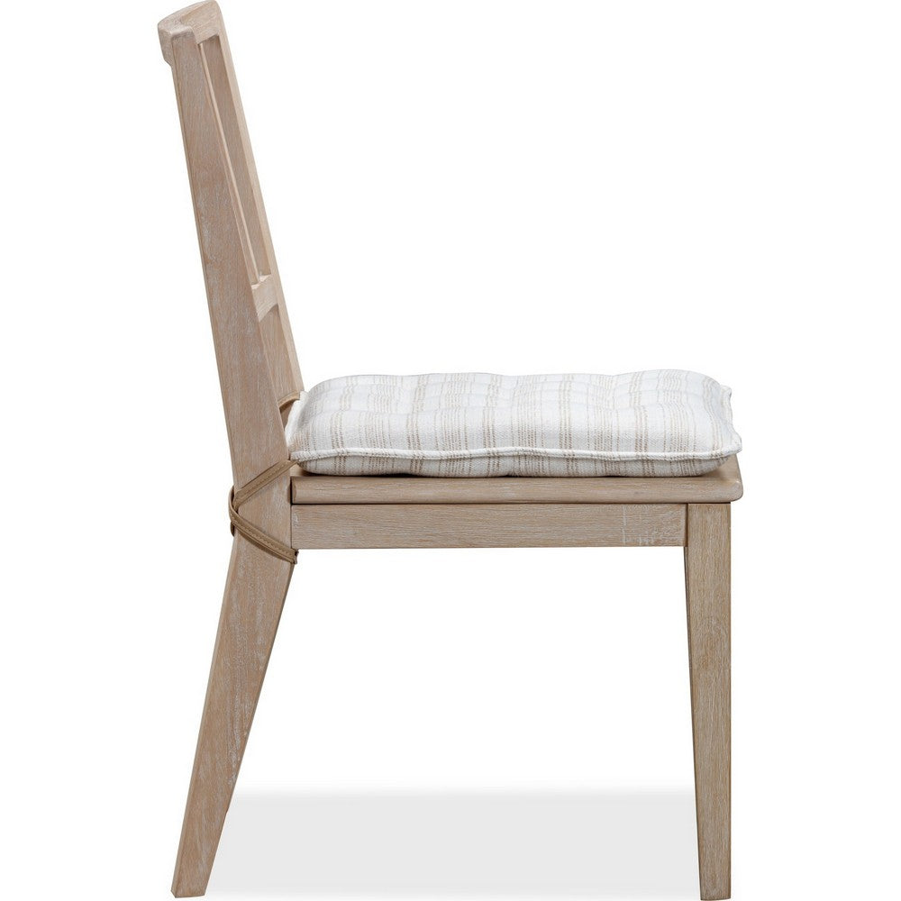 Kaili Side Dining Chair with Detachable Oat Linen Cushion Seat, Brown Wood-BM354883