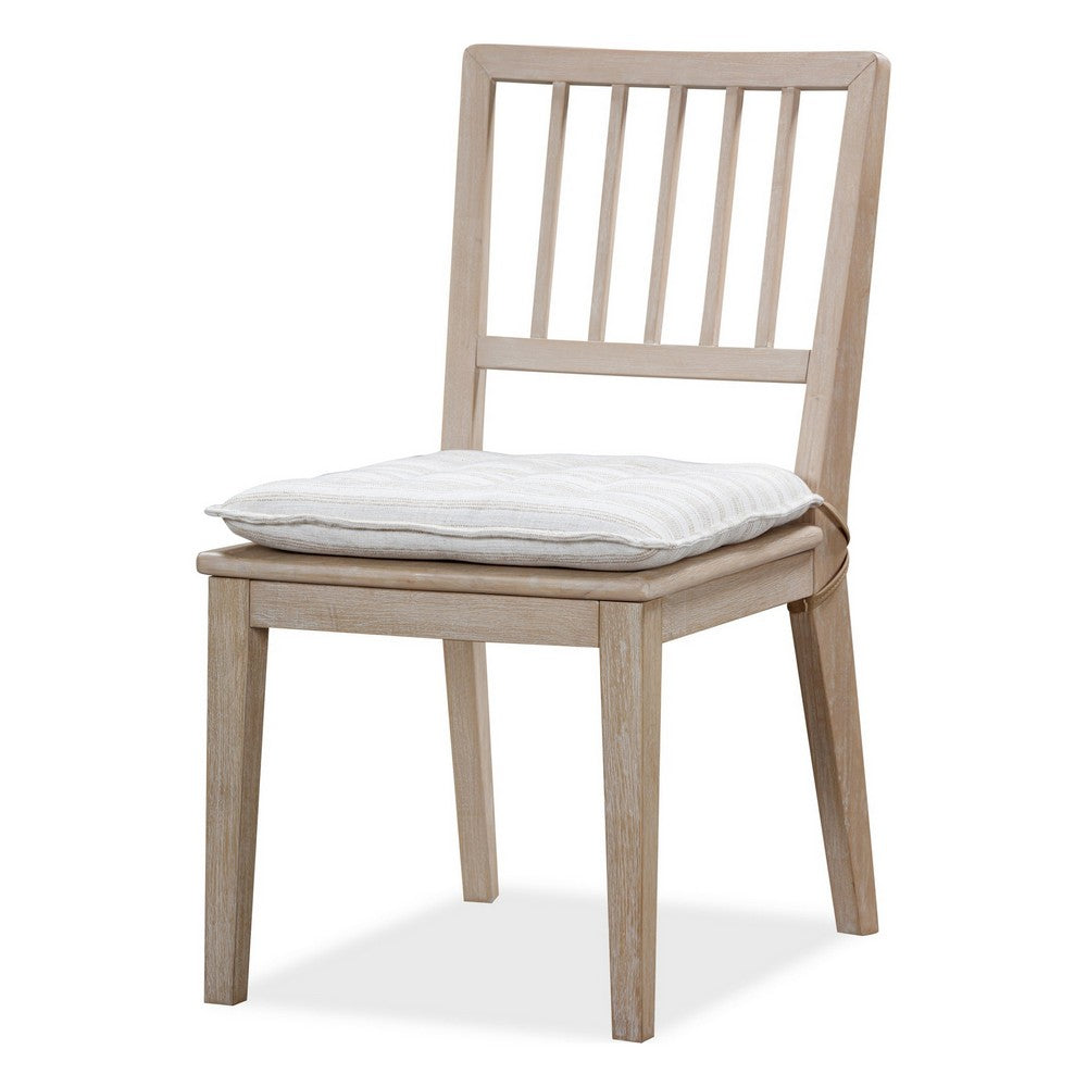 Kaili Side Dining Chair with Detachable Oat Linen Cushion Seat, Brown Wood-BM354883