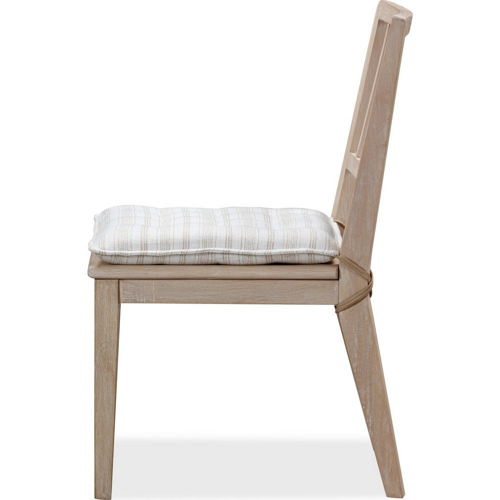 Kaili Side Dining Chair with Detachable Oat Linen Cushion Seat, Brown Wood-BM354883