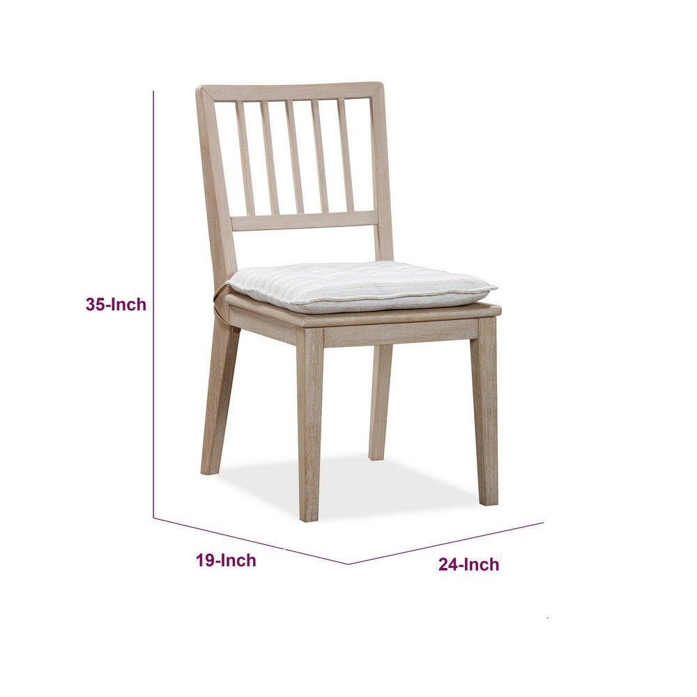 Kaili Side Dining Chair with Detachable Oat Linen Cushion Seat, Brown Wood-BM354883