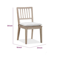 Kaili Side Dining Chair with Detachable Oat Linen Cushion Seat, Brown Wood-BM354883