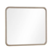 Kaili Rounded Rectangle Wall or Dresser Mirror, Glass, Chai Brown Wood 38x44-BM354887