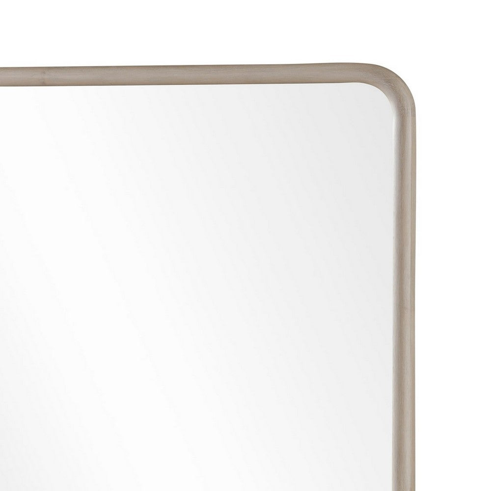 Kaili Rounded Rectangle Wall or Dresser Mirror, Glass, Chai Brown Wood 38x44-BM354887