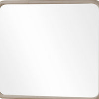 Kaili Rounded Rectangle Wall or Dresser Mirror, Glass, Chai Brown Wood 38x44-BM354887