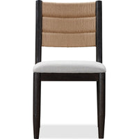 Rocky Dining Chair with Linen Seat, Danish Cord Back, Yin Black Wood-BM354893