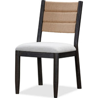 Rocky Dining Chair with Linen Seat, Danish Cord Back, Yin Black Wood-BM354893