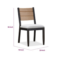Rocky Dining Chair with Linen Seat, Danish Cord Back, Yin Black Wood-BM354893