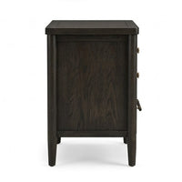 Rocky Nightstand with Cord Management, 3 Drawers, Yin Black Oak-Rubberwood - BM354894