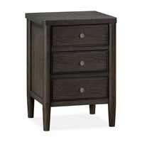 Rocky Nightstand with Cord Management, 3 Drawers, Yin Black Oak-Rubberwood-BM354896