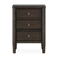 Rocky Nightstand with Cord Management, 3 Drawers, Yin Black Oak-Rubberwood-BM354896