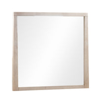 Sumy Wall or Dresser Mirror, Beveled Glass, Japandi Style, Brown Wood 37x40-BM354920