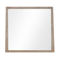 Sumy Wall or Dresser Mirror, Beveled Glass, Japandi Style, Brown Wood 37x40-BM354920