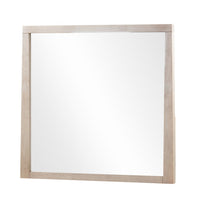 Sumy Wall or Dresser Mirror, Beveled Glass, Japandi Style, Brown Wood 37x40-BM354920