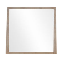 Sumy Wall or Dresser Mirror, Beveled Glass, Japandi Style, Brown Wood 37x40-BM354920