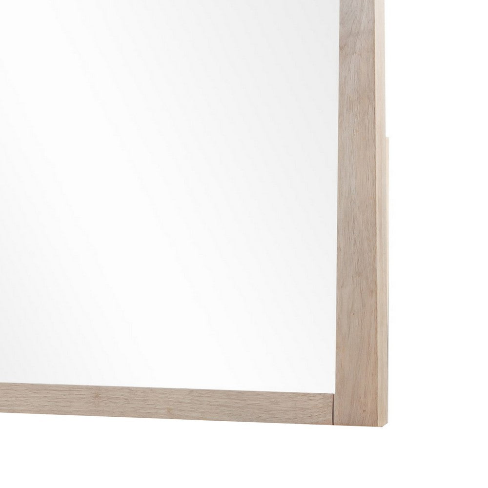 Sumy Wall or Dresser Mirror, Beveled Glass, Japandi Style, Brown Wood 37x40-BM354920