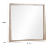 Sumy Wall or Dresser Mirror, Beveled Glass, Japandi Style, Brown Wood 37x40-BM354920