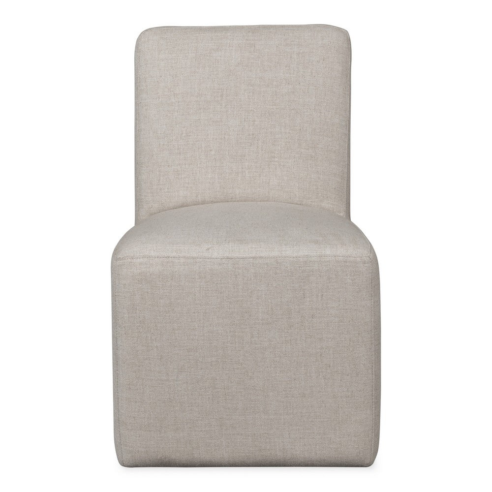 Livvy Dining Chair with Pitched Back, Wood, Natural Linen Fabric-BM354927