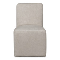 Livvy Dining Chair with Pitched Back, Wood, Natural Linen Fabric-BM354927