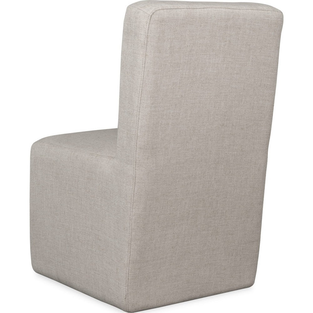 Livvy Dining Chair with Pitched Back, Wood, Natural Linen Fabric-BM354927