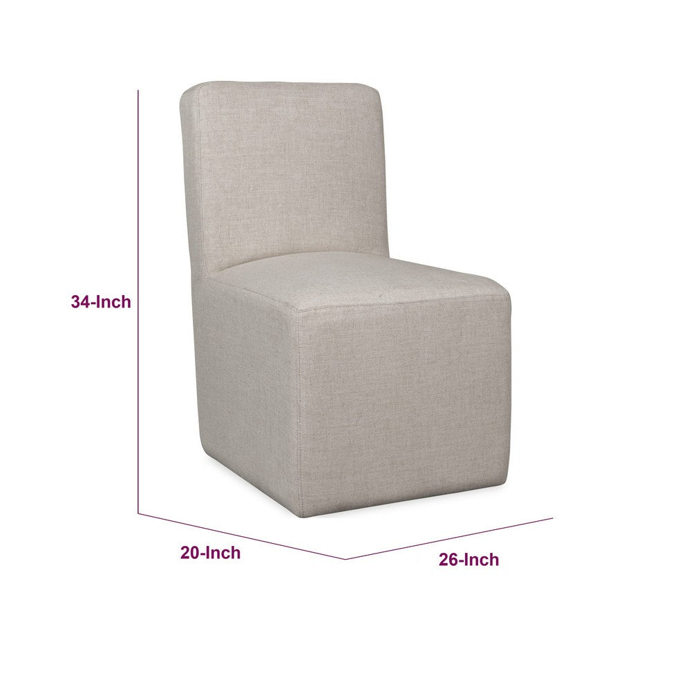Livvy Dining Chair with Pitched Back, Wood, Natural Linen Fabric-BM354927