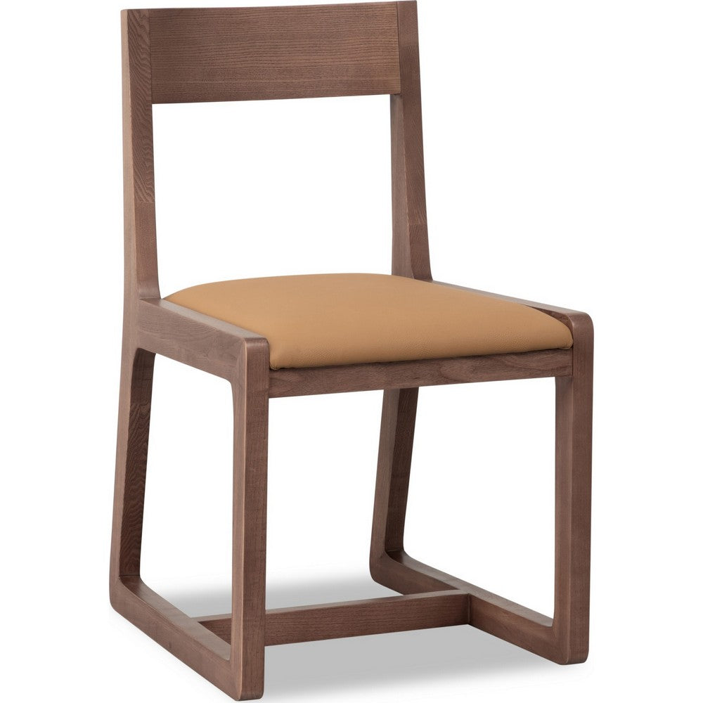 Tammy Dining Chair with Camel Tan Faux Leather Seat, Roux Ash Wood-BM354935