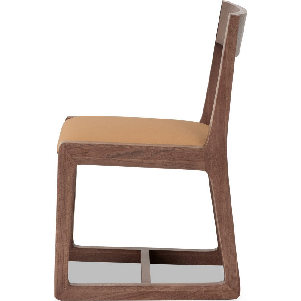 Tammy Dining Chair with Camel Tan Faux Leather Seat, Roux Ash Wood-BM354935