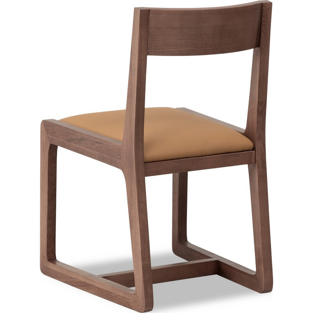 Tammy Dining Chair with Camel Tan Faux Leather Seat, Roux Ash Wood-BM354935