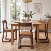 Tammy Dining Chair with Camel Tan Faux Leather Seat, Roux Ash Wood-BM354935