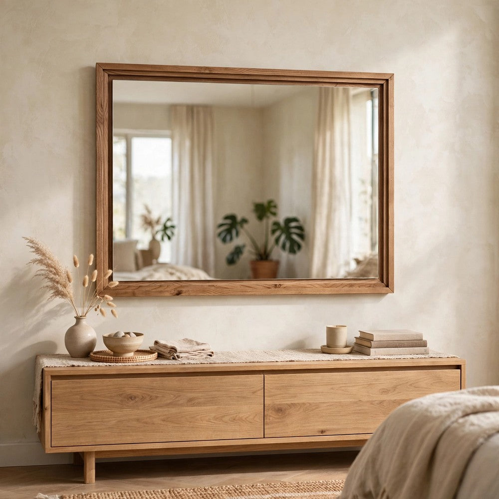 Tammy Wall or Dresser Mirror, Japandi Style, Roux Ash Wood Frame 37x47-BM354938