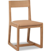 Tammy Dining Chair with Camel Tan Faux Leather Seat, Flaxen Ash Wood-BM354943