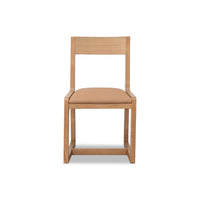 Tammy Dining Chair with Camel Tan Faux Leather Seat, Flaxen Ash Wood-BM354943