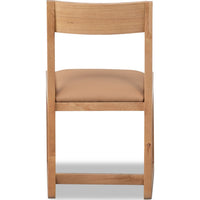 Tammy Dining Chair with Camel Tan Faux Leather Seat, Flaxen Ash Wood-BM354943