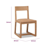 Tammy Dining Chair with Camel Tan Faux Leather Seat, Flaxen Ash Wood-BM354943