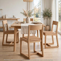 Tammy Dining Chair with Camel Tan Faux Leather Seat, Flaxen Ash Wood-BM354943