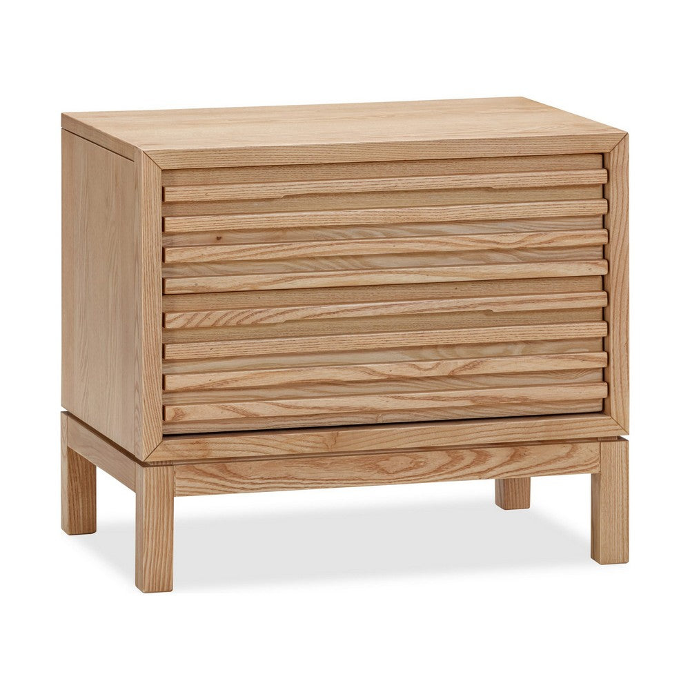 Tammy Nightstand, 2 Drawers, USB Charging Station, Flaxen Solid Wood-BM354944