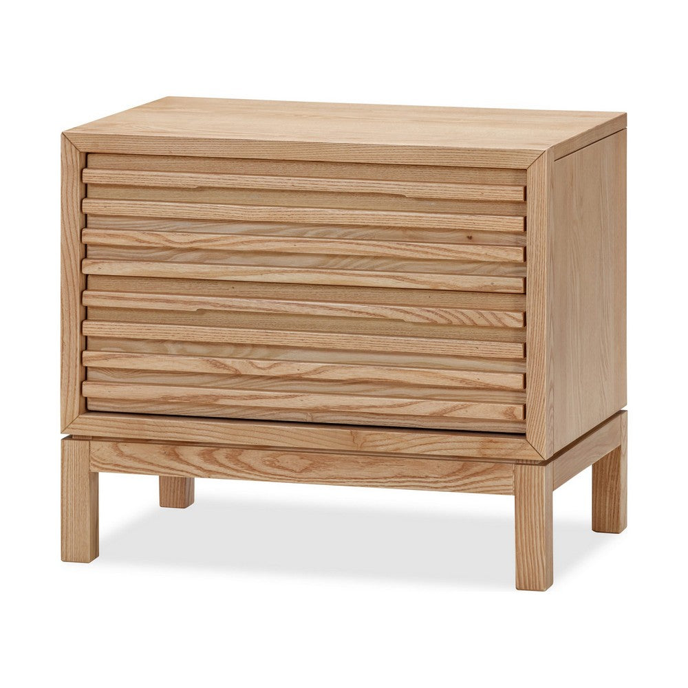 Tammy Nightstand, 2 Drawers, USB Charging Station, Flaxen Solid Wood-BM354944