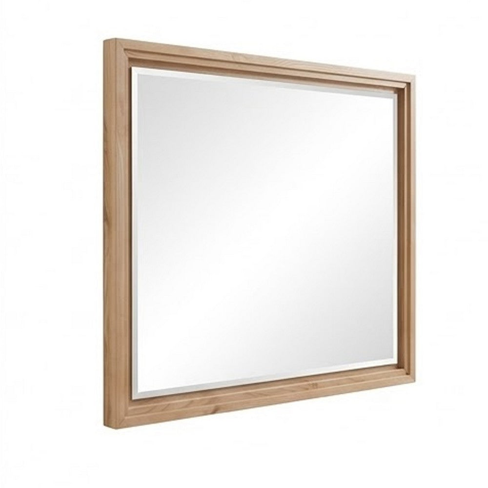 Tammy Wall or Dresser Mirror, Japandi Style, Flaxen Ash Wood Frame 37x47-BM354947