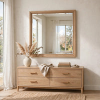 Tammy Wall or Dresser Mirror, Japandi Style, Flaxen Ash Wood Frame 37x47-BM354947